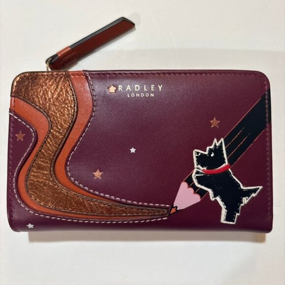 RADLEY LONDON Handbags - Radley London Scottie Dog Leather Wallet Zip Around Burgundy
